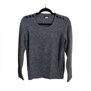 J. Crew Charcoal Button-Shoulder Sweater A42